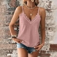 thumbnail image 3 of Camiseta sin mangas con cuello en V y encaje para mujer - Tirantes finos ajustables, blusa de verano holgada, tallas S-XL, 3 of 8