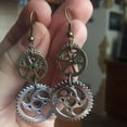thumbnail image 2 of Ayyufe Steampunk Metal Double Gear Drop Pendant Women Hook Earrings Party, 2 of 5