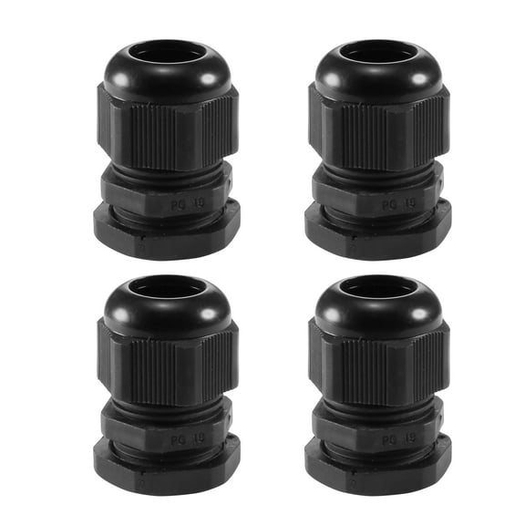 4Pcs PG19 Cable Gland Waterproof Joint Adjustable Black for 12mm-15mm Dia Wire