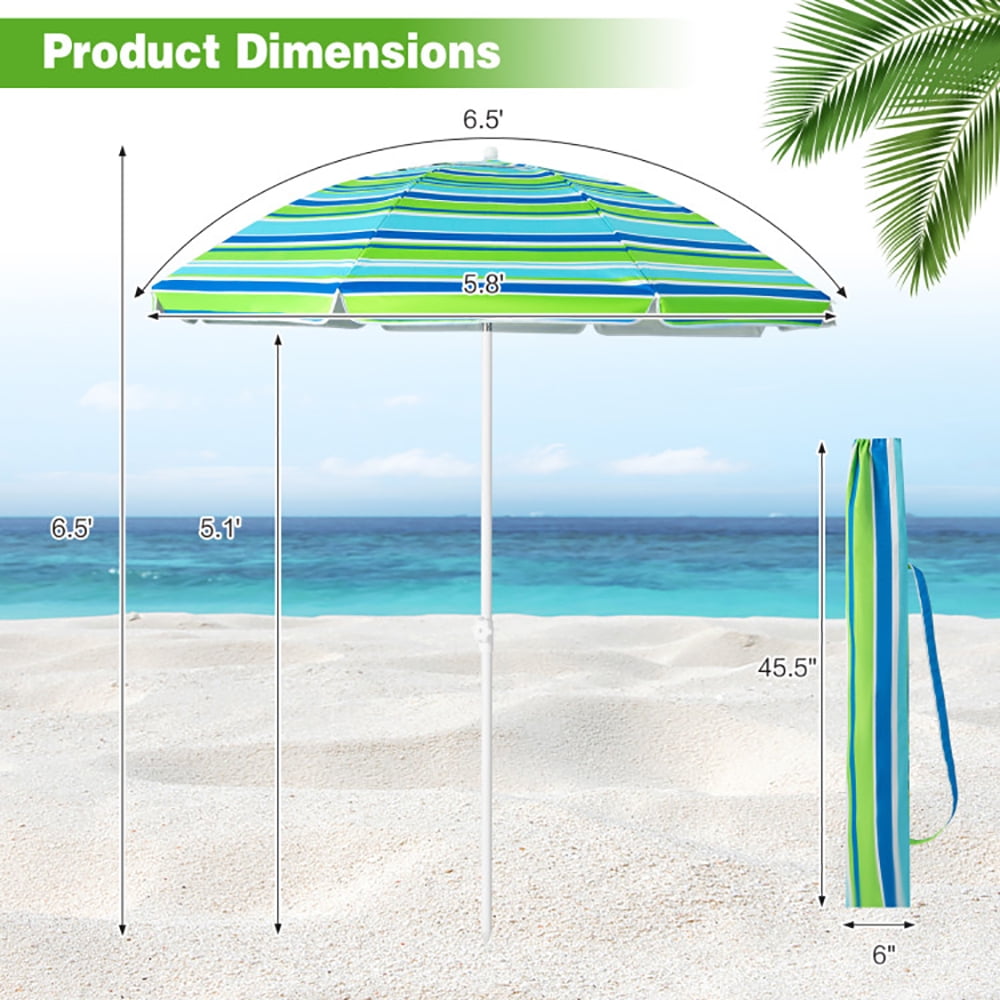 Aimee Lii 6.5 Feet Patio Beach Umbrella with Waterproof Polyester Fabric, Sunbrella Umbrella Outdoor Patio, Green