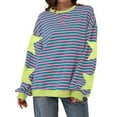 thumbnail image 6 of Hoodies For Women Oversized Sweatshirt For Women 2024 Fall Crewneck Star Striped Top Long Sleeve Preppy Y2K Hoodies Lightweight Hoodie, 6 of 7