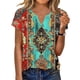 thumbnail image 1 of Tops de Manga Corta de Verano para las Mujeres No Posicionamiento Impresión Color Sólido V-Cuello Blusa, las Mujeres de Manga Corta de Verano Tops de Uso Diario Casual, 1 of 7