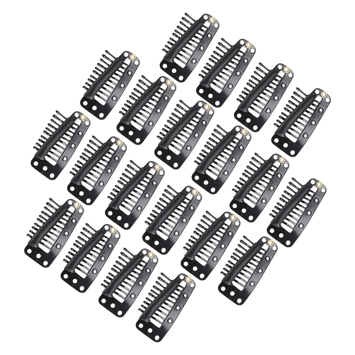 Etereauty 20Pcs 10-Teeth Snap-Comb Wig Clips with Rubber for Hair Extension  (Black) 