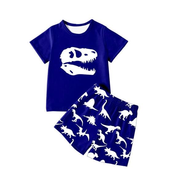 Hiijoy Toddler Boys Casual Outfits Dinosaur Print Short Sleeve T-Shirt Shorts Set, Sizes 4-5T