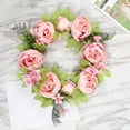 thumbnail image 5 of Artificial Peony Flower Wreath - Vintage Blooming Silk Peonies Spring Summer Fall Winter Large Wreaths Flower Green Leaves for Outdoor Front Door Indoor Wedding Wall Or Window Décor, 5 of 9