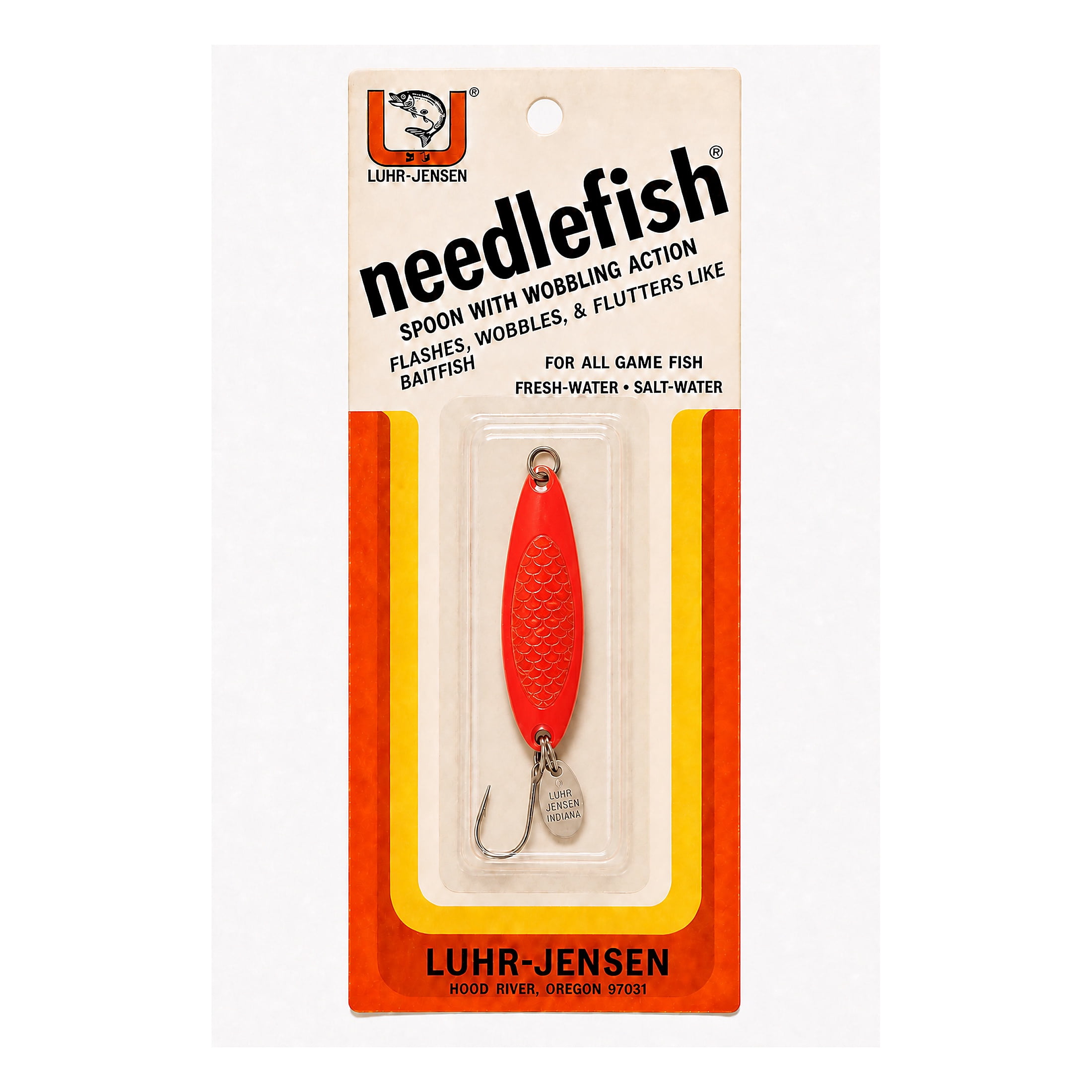 Luhr Jensen Needlefish Spoon Fishing Lure Size 2 Red Magic/Fishscale 2"