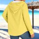 thumbnail image 4 of Camiseta con Capucha de Vendaje de Color Sólido con Botones, Suéter de Manga Larga Suave para el Uso Diario de la Primavera, 4 of 9