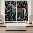 thumbnail image 2 of Ambesonne Nordic Kitchen Curtains, Traditional Flora Horse Art, 55"x39", Dark Cadet Blue Cinnamon, 2 of 3