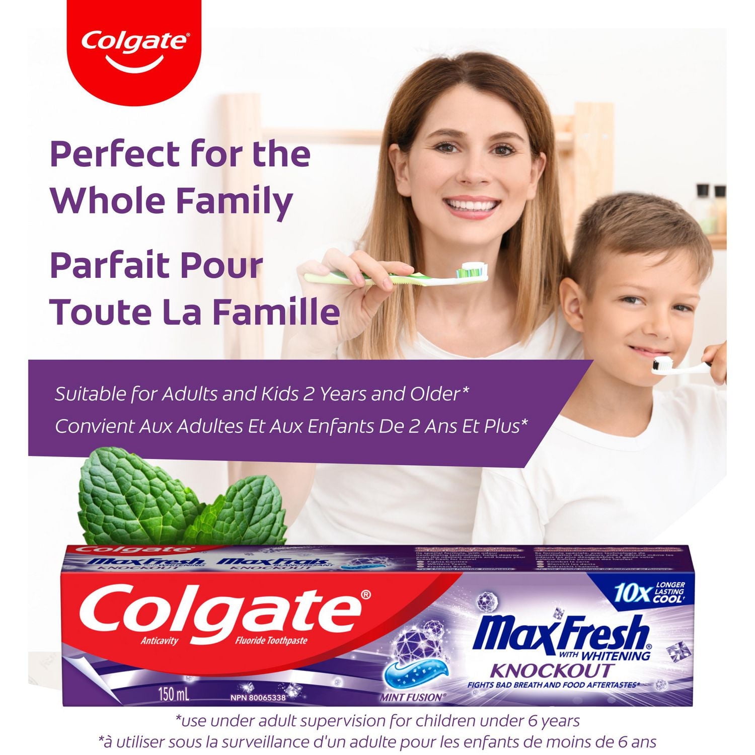 Colgate Max Fresh Knockout Toothpaste with Mini Breath Strips, Electric Mint, 150 mL