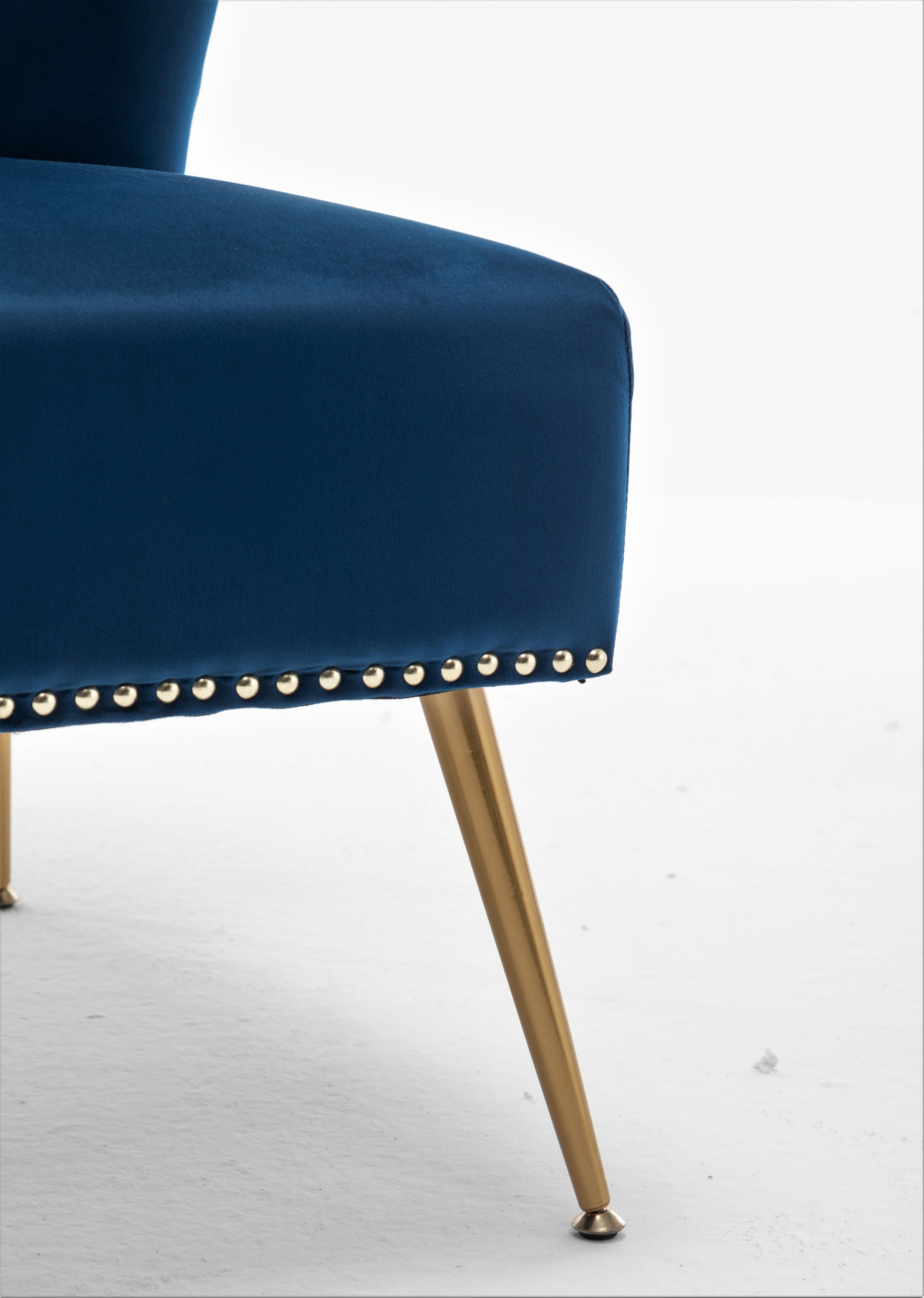 US Pride Furniture Corisha 25"W Velvet Armless Accent Living Room Chair, Dark Blue