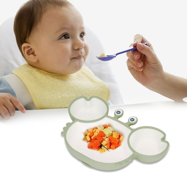 Plato De Succión De Silicona Para Niños Pequeños, Plato Dividido De Entrenamiento De Autoalimentación, Platos Divididos Irrompibles Para Niños Pequeños Con Succión Para La