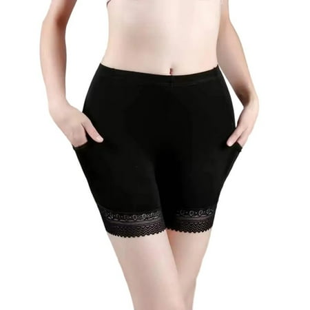 Wdfiry High Waist Boyshorts Underwear for Women Sexy Solid Color Lace Tummy Control Boxer Brief Comfort Slim Fit Hip Lift Panty