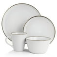 thumbnail image 2 of Elama Arthur 16 Piece Stoneware Dinnerware Set in Matte White with Gold Rim, 2 of 8