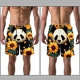 thumbnail image 3 of luoweisi Men's Beach Shorts Quick Dry Swim Trunks with Mesh Lining Panda Sunflower L, 3 of 5