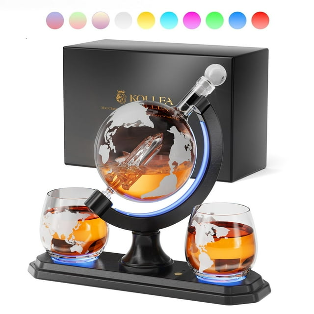 Set decantador de whisky Kollea Globe de 900 ml RGB Light