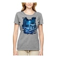 thumbnail image 2 of Tiger In The Snowy Cold Night Predator Animal Lover Womens Graphic T-Shirt, Heather Grey, 3XL, 2 of 3