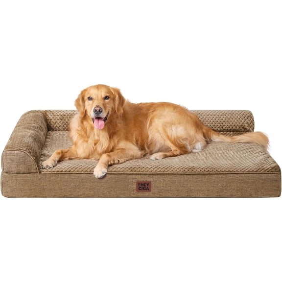Extra Large Orthopedic Memory Foam Dog Bed with Washable Removable Cover and Nonskid Bottom Camel 44.0"L x 32.0"W x 6.5"Th