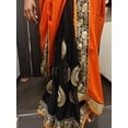 thumbnail image 2 of Indian beautiful georgette sari black orange and metallic gold, 2 of 3
