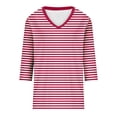 thumbnail image 4 of CONZONE Womens Summer T-Shirts 3/4 Sleeve T Shirts for Women Casual V Neck Striped Lightweight Tees Soft Cozy Dailywear, 4 of 4