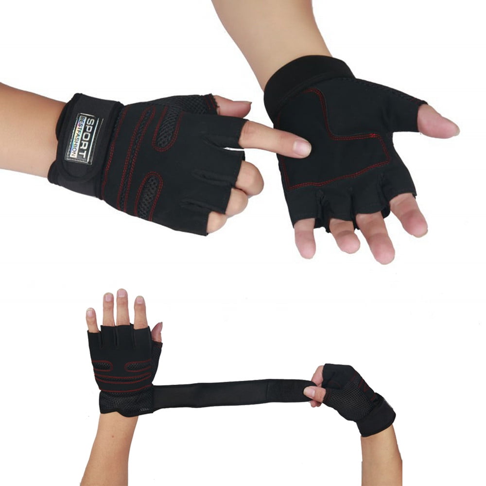Sports Fitness Weight Lifting Gym Gloves bodybuilding Workout Wrap Unisex 2Pcs 