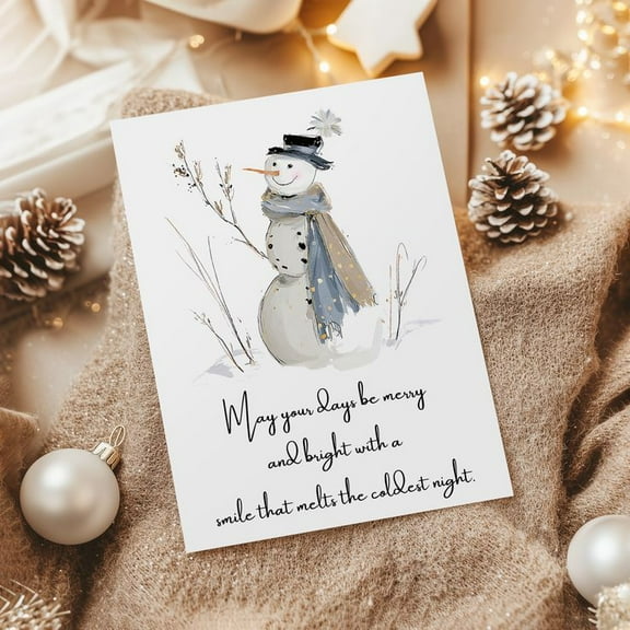 Charming Snowman Greeting Card – "May Your Days Be Merry" Design – Blank Inside with Envelope – Perfect for Winter Holiday Wishes, Christmas Greetings, and Seasonal Celebrations