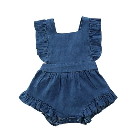 

Livingsenburg Toddler Kids Baby Girls Ruffle Sleeveless Jumpsuit Summer Outfits