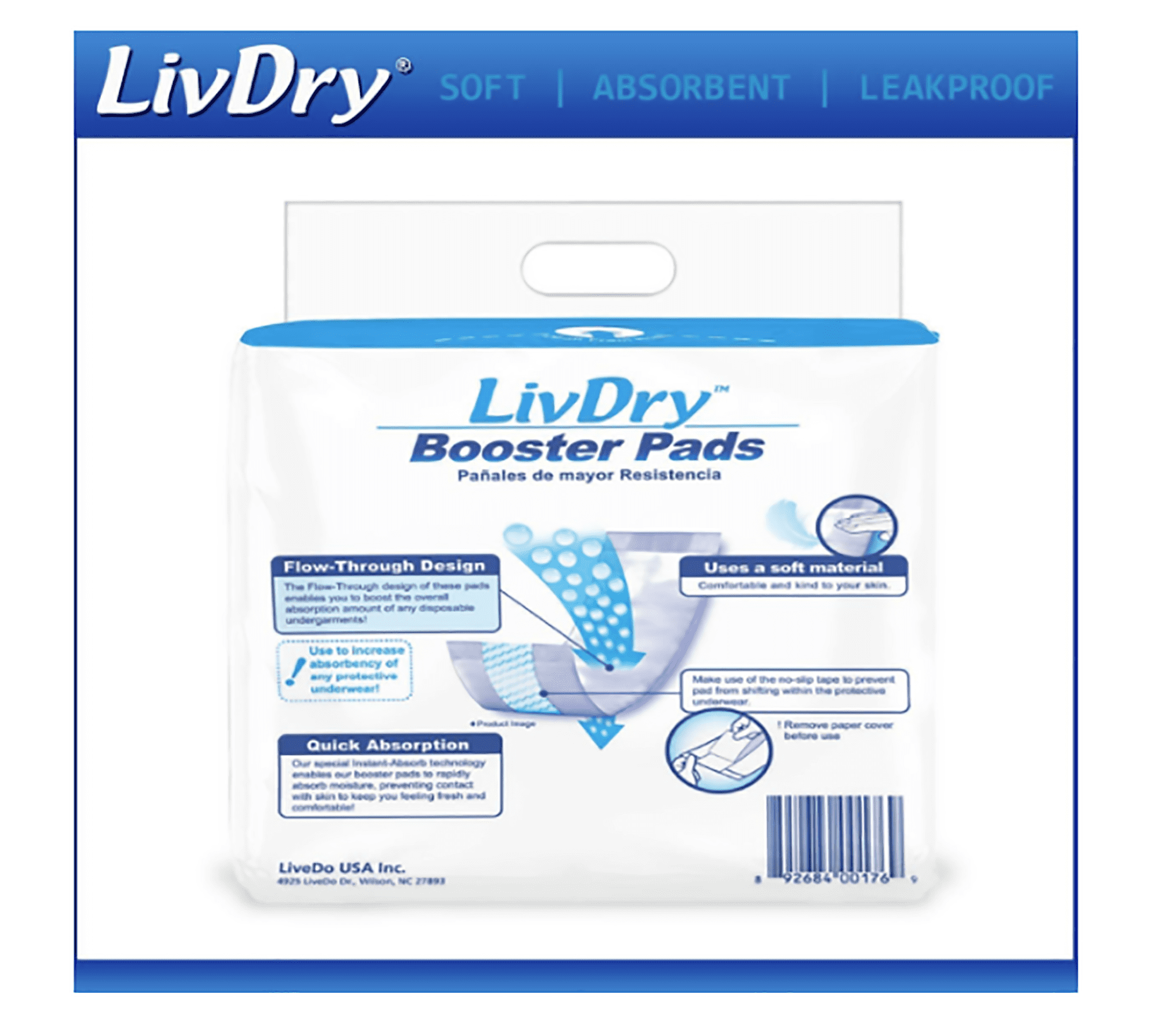 LivDry Unisex Incontinence Booster Pads | Extra Absorbent | Disposable Passthrough Pad (160-Pack)