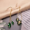 thumbnail image 2 of Yoursfs Long Chains Fishhook Earrings Gold Plated Green Zirconia Tassels Dangle Earrings for Women, 2 of 5