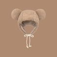 thumbnail image 6 of Women Outdoor Cute Bear Ears Windproof Earflap Hat Solid Beanies Lamb Hair Cap Winter Hat BLACK, 6 of 8