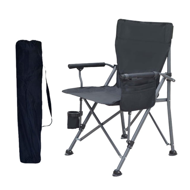 Silla plegable para acampar con asiento acolchado y reposapiés, silla de playa, silla de Camping portátil para senderismo, ocio, Picnic en la playa Negro