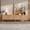 Storage Space Natural Wood, variant on Euroco Rattan TV Stand for TVs up to 90'', Modern Farmhouse Media Console, Entertainment Center with Solid Wood Legs, TV Cabinet for Living Room, Bedroom
