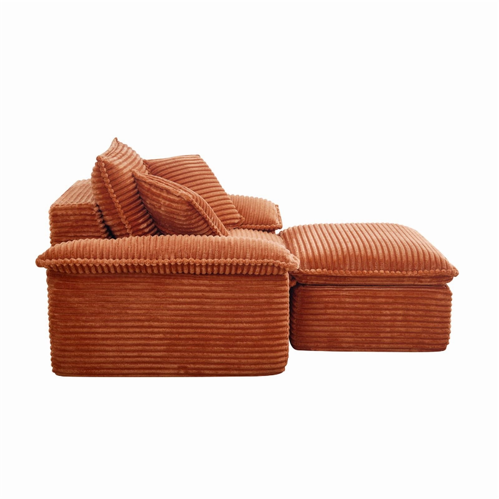 Oversized Single Sofa Chair with Movable 2-Layer Ottoman Set, Chaise Lounge Lazy Sofa, Modular Accent Floor Sofa