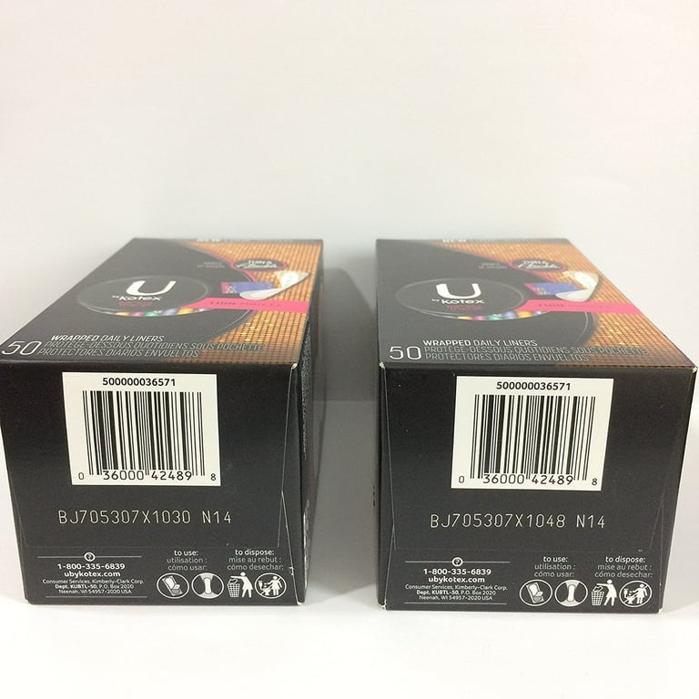 U by Kotex Barely There Everyday Liners, Regular, 50 Ct, 2 Pack