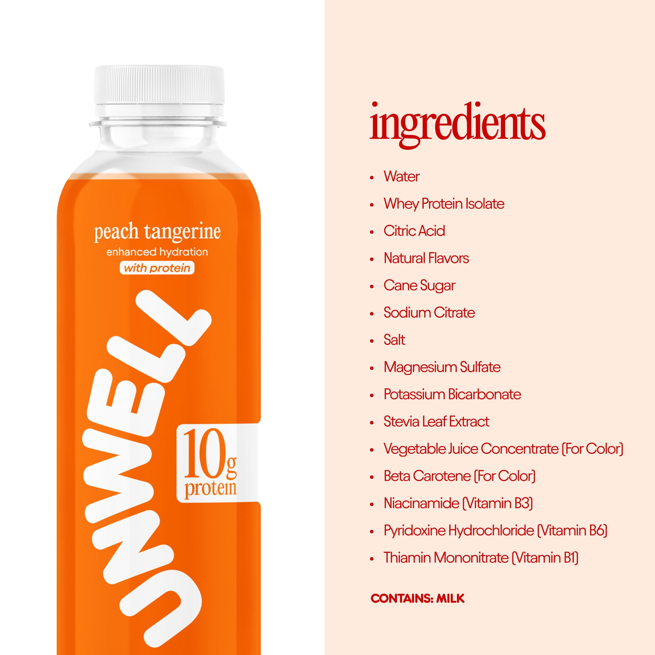 UNWELL Hydrate and Protein Peach Tangerine 12x16.9floz Bottles