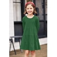thumbnail image 3 of Oudiya Girls Long Sleeve Dress Tiered Flowy Sundress Green Midi Swing Casual Dress, 3-10 Years, 3 of 6
