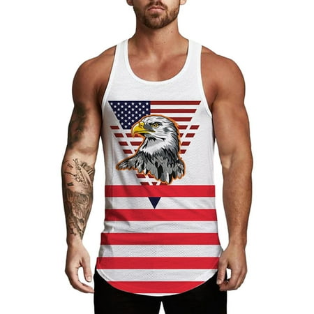 Colisha Tank Tops for Men Performance Sleeveless Casual Classic T Shirts American Flag Print Crew Neck Vest Athletic Sport Fitness Tanks