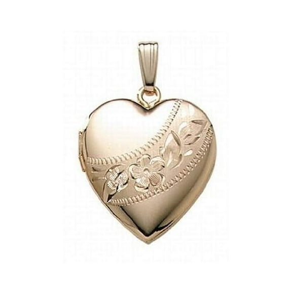 Picturesongold.Com 14K Yellow Gold Filled Heart Locket Necklace Pendants Women - 3/4 inch x 3/4 inch