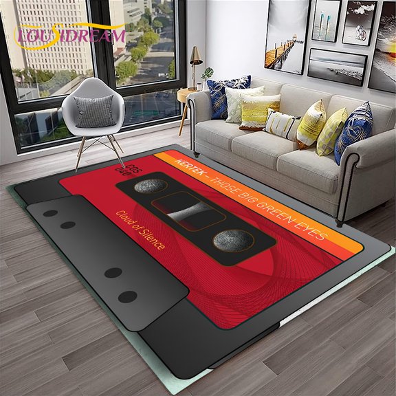 Retro Music Cassette Tape Pattern 3D Carpet Rug for Home Living Room Bedroom Sofa Doormat r kids Area Rug Non-slip Floor Mat