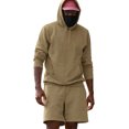 thumbnail image 2 of Dqueduo Men's Casual Sets, Solid Color Hooded Long Sleeve Hoodie with Drawstring Elastic Waist Shorts, Loose Oversized Two-Piece Hoodie and Shorts Set, 2 of 6