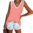 thumbnail image 3 of Jumpingount Camiseta sin mangas con cuello en V para mujer Camiseta sin mangas de color casual para mujer Camiseta sin mangas con bloque en V Prendas para la parte del cuerpo Rosado SG Jumpingount  AP002686-14, 3 of 6