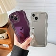 thumbnail image 3 of Sumao Solid Color Curly Wave Frame Soft Compatible with iPhone Case (Light Purple,iPhone 13), 3 of 12