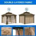 thumbnail image 2 of Dextrus 10' x 10' Double Roof Hardtop Gazebo, Galvanized Steel with Netting and Curtains, 2 of 5