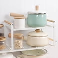 thumbnail image 4 of Cabinet Shelf Riser, Countertop Organizer, Heavy Duty Wood Handle Cupboard Spice Bottle Rack under Sink Shelf for Countertop, Kitchen, Dining Room ,, 4 of 8