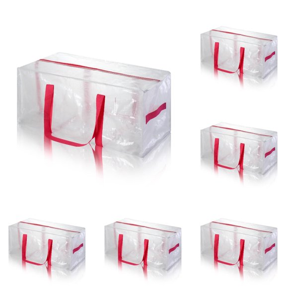 Oversized Moving Storage Bags 23 Gallon Capacity with Strong Zipper and Reinforced Handles, Heavy Duty Tote Bins for Clothes, College Moving Supplies, and Home Organization, Clear