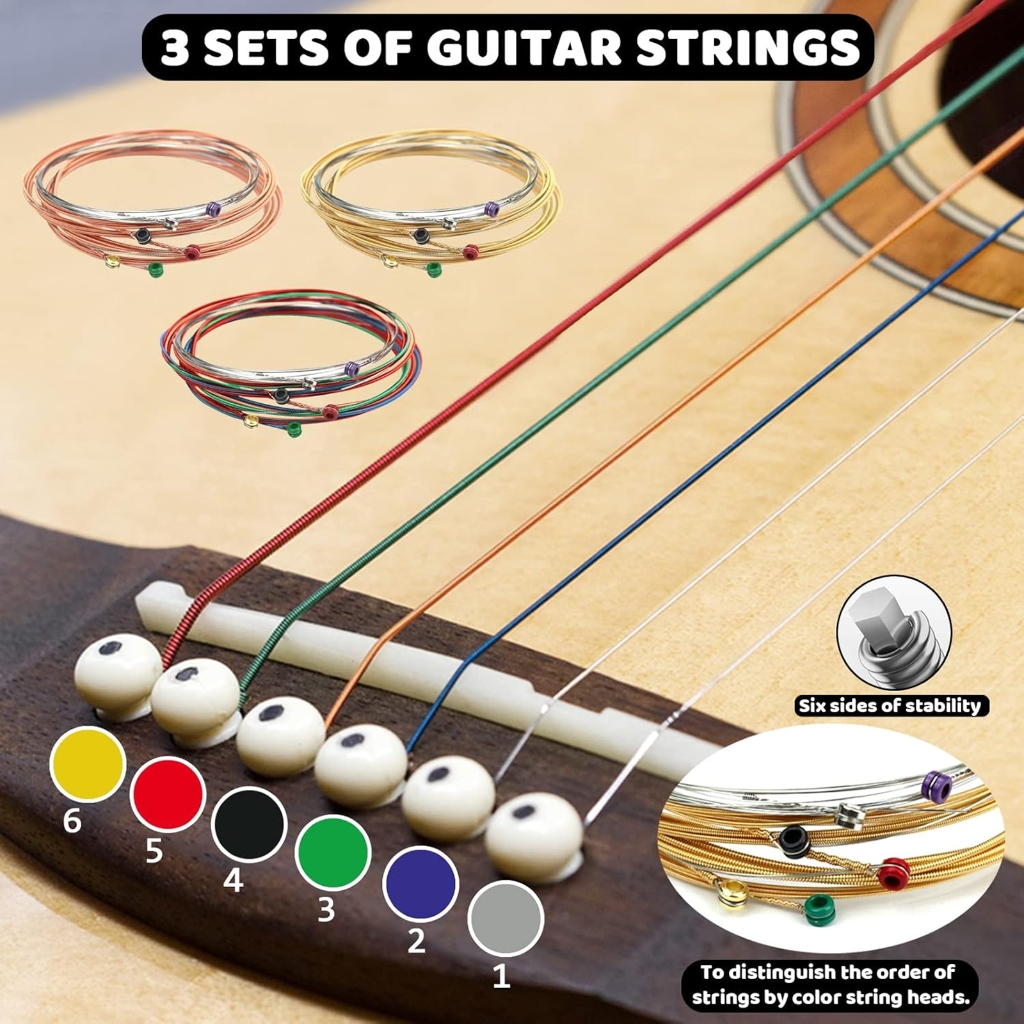 Zeiwohndc Guitar Tools Set Guitar Accessories Pack Including Guitar Picks, Capo, Strings