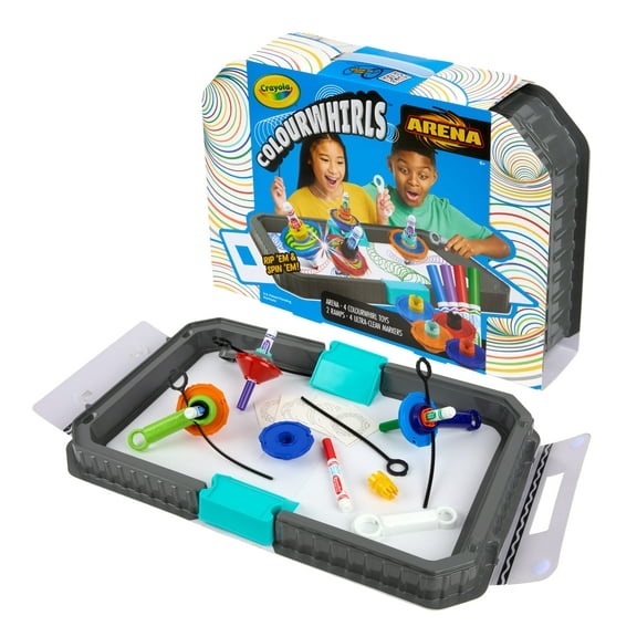 Crayola Colourwhirls Battle Arena Set, DIY Gyro Spin Art Toy, 4 Battling Spinning Tops, Competitive Games, Art Gift for Kids, Ages 6 & Up