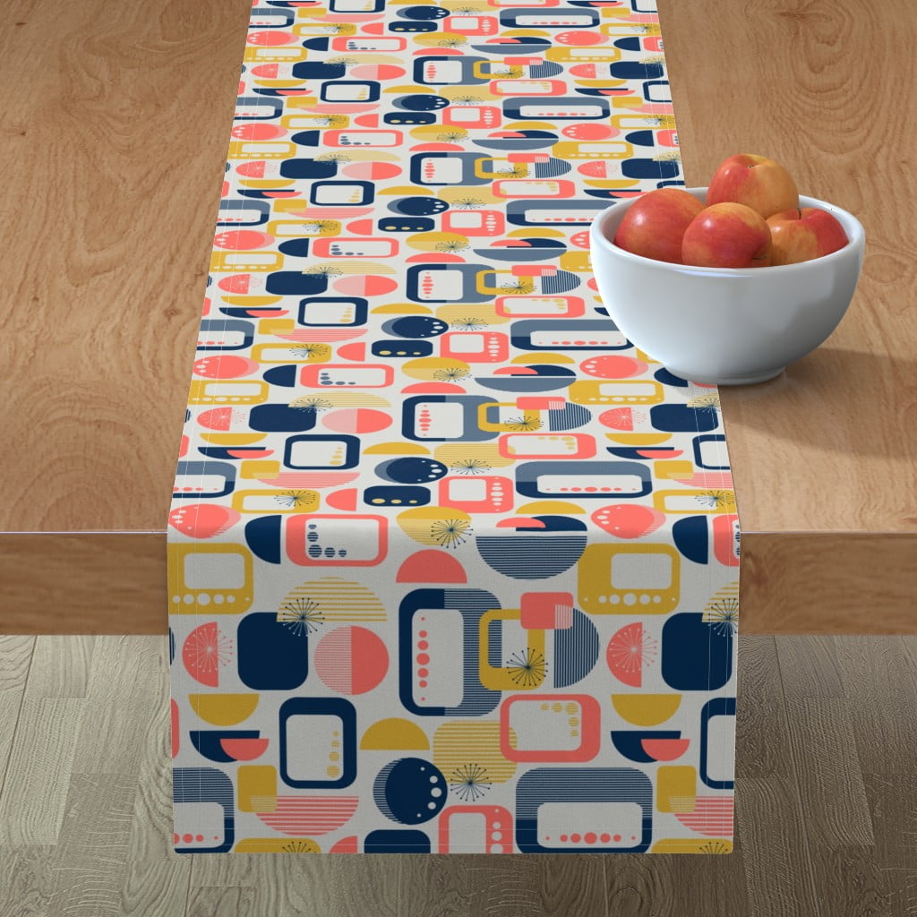 Geometric Coral Cloth Placemats by Spoonflower - Mid Century Coral by groundnut/_apiary Mid Century Modern Placemats Set of 4