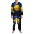 thumbnail image 3 of Fuzoiu Solar System Print Men's Long-Sleeved Pajama,Lounge Button Down Nightwear,Mens Notch Collar Pajama Set -X-Large, 3 of 7