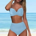 thumbnail image 5 of TOWED22 Women Two Piece Swimsuits High Waisted Bikini Set High Cut Color Block Adjustable Straps Bathing Suit（Light Blue,XXL）, 5 of 7