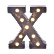 Home by Jackie Inc Decorative Rustic Gold Vintage  Metal Hanging Light up LED Letter X